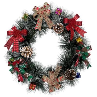 China Christamas Decoration Wall Decor Pine Cones Home Door Hanging Green Rattan Arch Artificial Flower Plant Christmas Wreath for sale