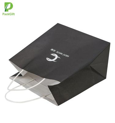 China 20 25kg Eco - Friendly Recyclable Luxury Black Recycled Kraft Paper Bag For Shopping for sale