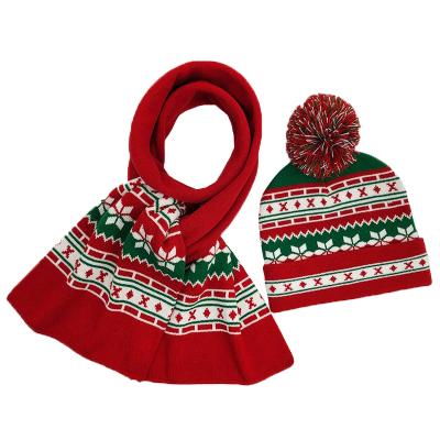 China Wholesale Custom High Quality OEM ODM Promotion Beanie Set Leisure Merry Christmas Scarf Set for sale