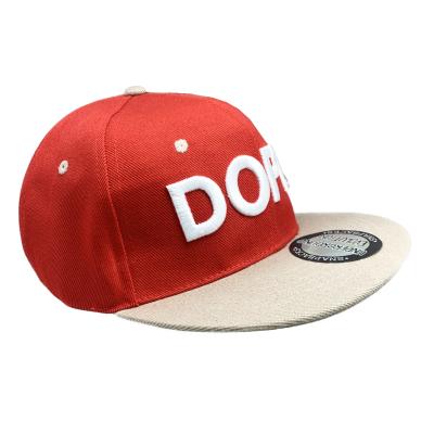 China breathable & Plastic Back Logo Plastic Back Custom Designer Flat Hat 3D Embroidery Flat Cap 3D Red Crest Gorras Fashion Hat for sale