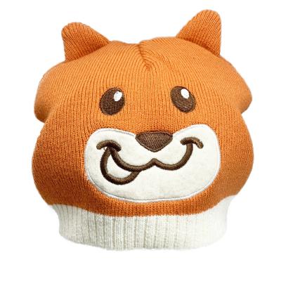 China Fox JOINT Animal Kids Beanie Set Knit Winter Hat With Gloves Designer Custom High Quality Acrylic Wool With 2 Ears for sale