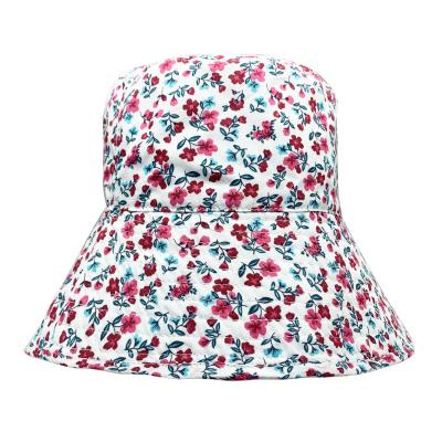 China Pastoral Floral Wide Brim Sun Protection Hat Bucket Hat Fishmen Fishing Travel Hat 100% Cotton High Quality for sale