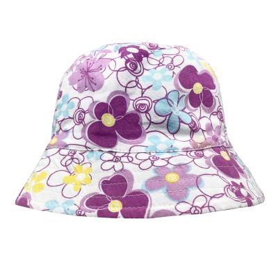 China High Quality Cotton Hat Cute Sun Protection Fahsion Designer Flower Cartoon Character Kids Purple Bucket Hat OEM 100% ODM for sale