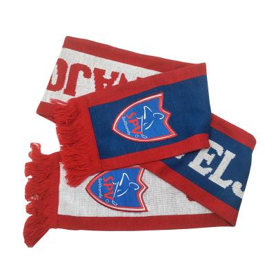 China Long Logo Custom Cheap Price Acrylic knitted football fans club scarf knitted adult winter Autumn Summer Spring Scarf for sale