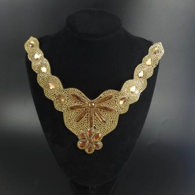 China Handmade Pointback Dress Decoration Collar Hotfix Rhinestone Applique Neckline LOCACRYSTAL for sale