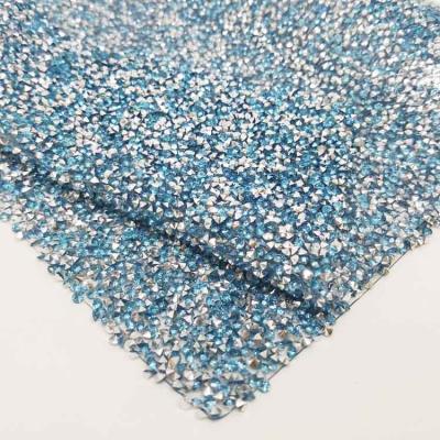 China Pointback LOCACRYSTAL Brand Blue Green Color Bags Decoration Round Rhinestone Sheet Resin Rhinestone Mesh Tape for sale