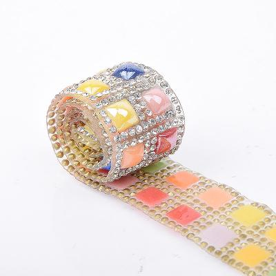 China Pointback LOCACRYSTAL Brand Hotfix Apparel Decoration Crystal Rhinestone Ribbon for sale