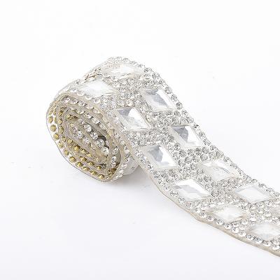 China LOCACRYSTAL Pointback Brand Iron On Glass Bridal Kitten Rhinestone Band Belt Dress Decoration for sale