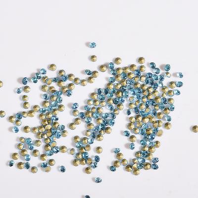 China Dot Gold Green Blue Green Round Color Brand Aluminum LOCACRYSTAL Glass Rhinestone For Nail Art for sale