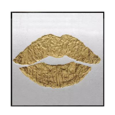 China Fashion Lips Art Ware Abstract Framed Canvas Wall Oil Painting Art and Craft for sale