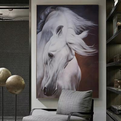 China Beautiful Modern Hand Painted Oil Painting of Shenzhen Dafen White Horse for sale