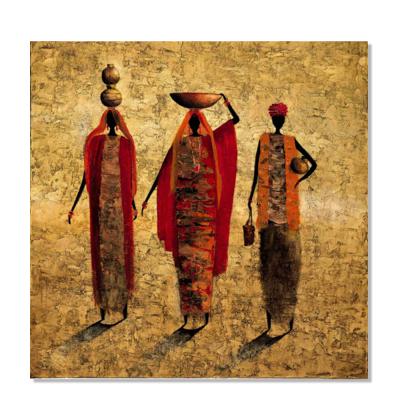 China Handmade African Abstract Artwork Black Figure Wall Decor Oil Painting On Canvas for sale