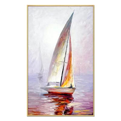 China Beautiful classical blue ocean landscape abstract sea boat painting for sale