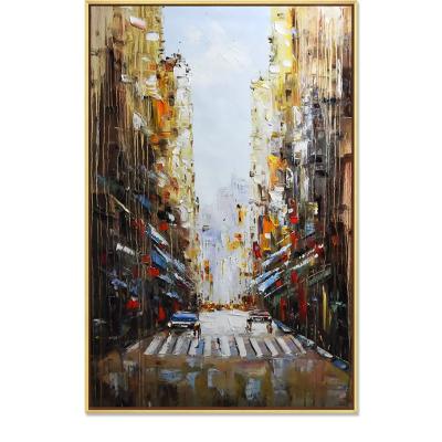 China Street Modern Handmade Landscape Abstract Canvas Decoration Oil Painting Wall Art Indoor for sale