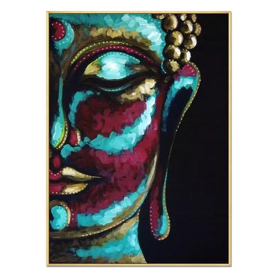 China 100% Handmade High Quality Framed Modern Decorative Walls Classic Art Canvas Oil Painting Of Buddha for sale