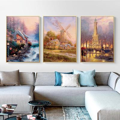 China Modern Natural Landscape Wall Picture Led Christmas Window 5d Diamond Canvas Painting for sale