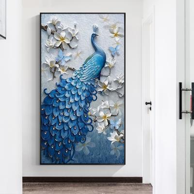 China Decorative Paintings Kit Custom Canvas Peacock Round 5d Crystal Diamond Painting Modern Handwork for sale