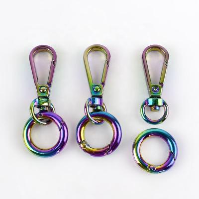 China Colorful Meetee BF322 8mm Alloy Dog Buckle With 12mm Spring Opening Ring Keychain Hardware Accessories For Bag Chain Connector Buckles for sale