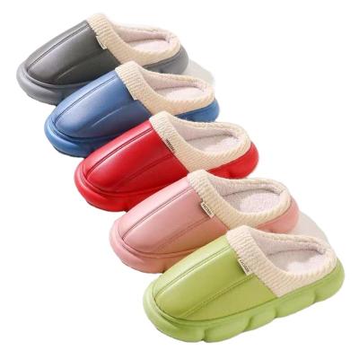 China Cushioning LBK Solid Color Simple Waterproof Fashion Cotton Thick-soled Antiskid Wear-Resistant Slippers for sale