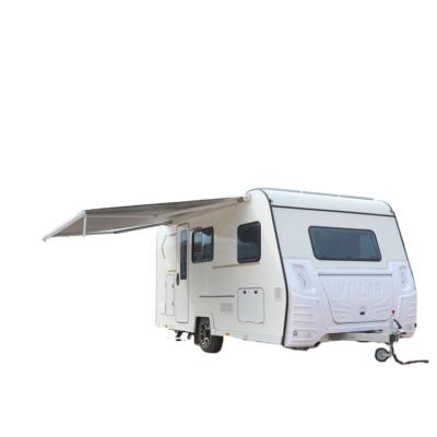 China Travel trailer semi trailer camper travel trailer with bathroom and double layer manual pedal for sale