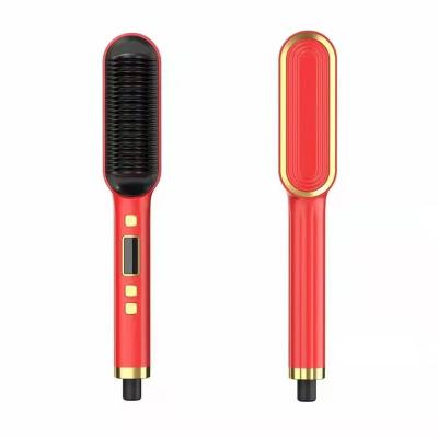 China Hot Outdoor Professional LED Display Comb Straightener Hair Curler Styling Hair Curler Comb Hair Straightener Brush for sale