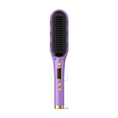 China Outdoor LCD Show Hot Comb Straightener Hair Curler Styling Hair Curler Comb Adjustable Temperature Ionic Hair Straightener Brush for sale