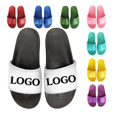 China RUNFENG Custom Made Logo Slide Sandal Men Slipper Eva Plain Slide Sandal Shoe Anti Slippery Eva Plain Slide Sandal PVC Black Men's Slide Sandal for sale