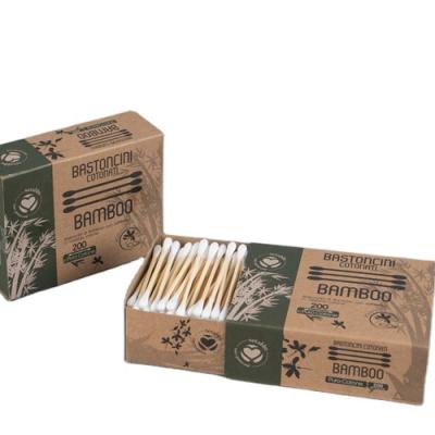 China 200pcs Cardboard Paper Box Stick Cotton Soft/Soft/Safe Bamboo Earbuds In Kraft Paper Drawer Box for sale