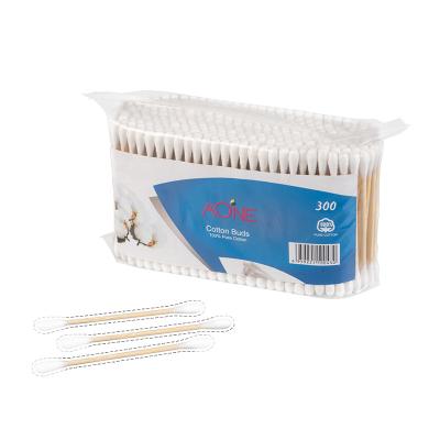 China Wholesale High Quality Soft/Soft/Safe Family Cotton Swab Safety Swabs Manufacturer Bamboo Stick Cotton Tipped Buds 300 Pcs In Polybag for sale