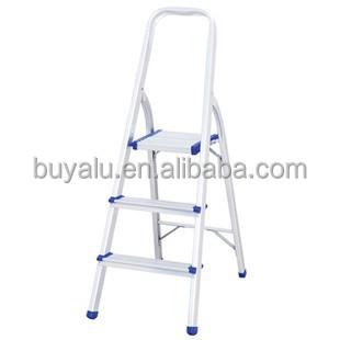 China Folding Ladders Aluminum Folding Ladder In 3 Steps In Anodized Silver for sale