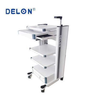 China Both sides of diaper height are adjustable DELON Medical endoscopy trolley for sale