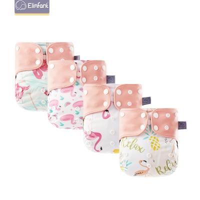 China Elinfant Baby Pocket Diaper Cloth Reusable Reusable Washable Diaper Printed Soft Breathable Diaper for sale