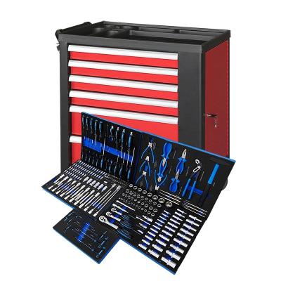 China Raincoat ; Shockproof 30Inch 6 Drawer Roll Cabinet Tool Box With Side Door Impact Plug Set 225 Pcs Workshop Tools for sale