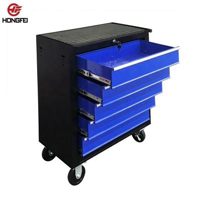 China Durable and movable 5 drawer blue tool cabinet for storing tool kit for sale