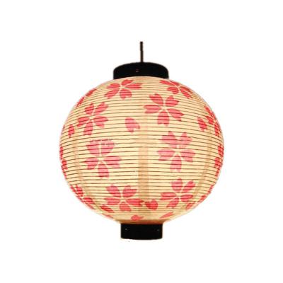 China Japan Sakura Hanging Decor Traditional Cherry Blossom Printing Japanese Round Paper Lantern for sale