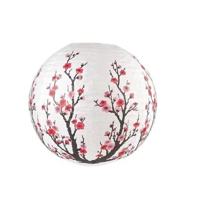 China China In Stock Ready Sakura Lantern Chinese Style Plum Flower Round Paper Lantern For Festival for sale