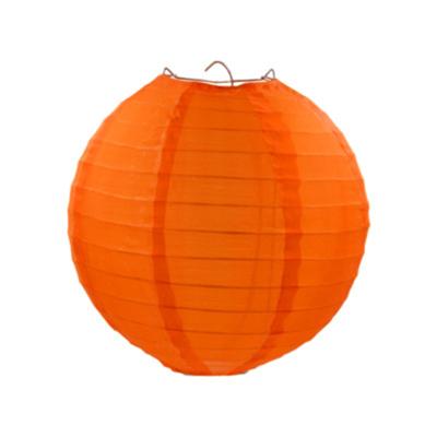 China Europe 12inch (30cm) Orange Round Nylon Fabric Lantern Wedding Lantern For Party Decoration for sale