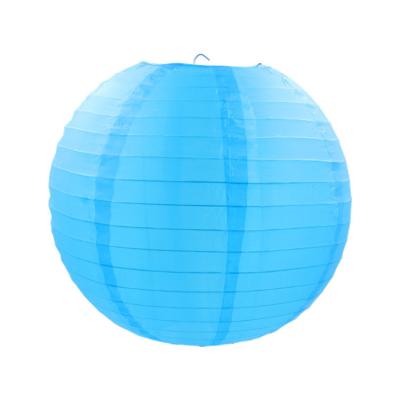 China Europe Baby Blue 12 Inch (30 cm) Round Nylon Lantern Silk Baby Shower Lantern It's A Boy for sale