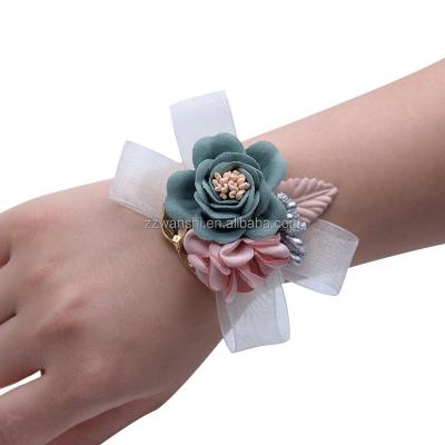 China Marry Cute Artificial Silk Wrist Flower Wrist Corsage Wedding Engagement Bridesmaid For Wedding for sale