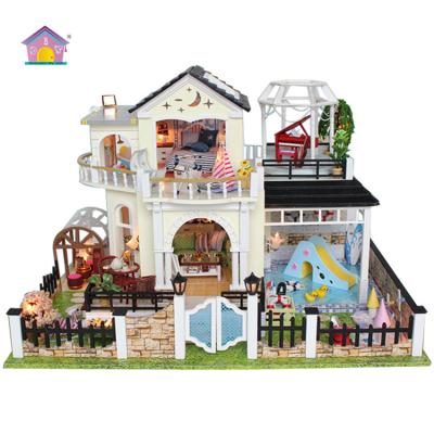 China DIY With Light And Simulation Furniture DIY Dollhouse Miniature Cute Design for sale