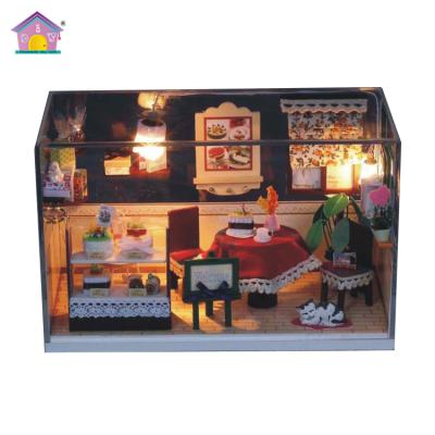 China Plexiglass Handcrafted with light and furniture diy small dollhouse playhouse toys for sale