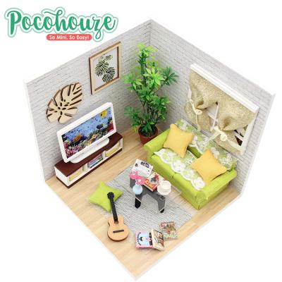 China Wood 1/18 scale dollhouse furniture diy miniature living room set for sale for sale