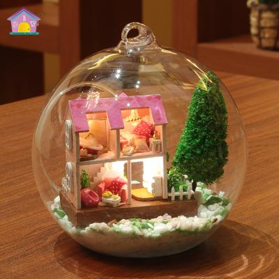 China Solid Wood With Glass Ball Good Quality With Smart Voice Control Lightweight Modern Dollhouse Kits for sale