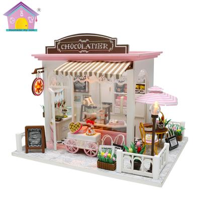 China Business gift diy wooden puzzle house toy girls doll house dollhouse model craft supplies small for sale