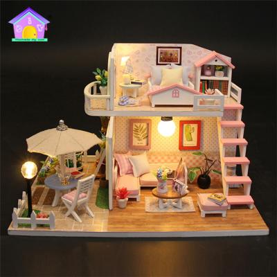 China DIY Doll House M033 Diy Kids Wooden Doll House Wooden Toy Miniatures Wholesale for sale