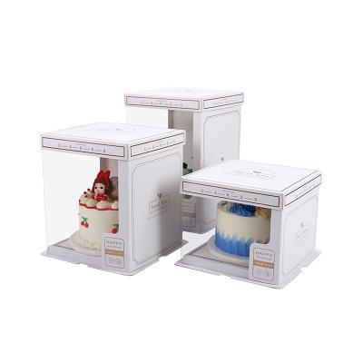 China Recyclable Translucent High-end Cake Box Over-Layer Heightened Packaging Box Customization Birthday Cake Box for sale