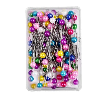 China 100 Pcs/Box Round Bead Head Sewing Pins Needles Stitch DIY Craft Wedding Corsage Sewing Setting Box Pins Sewing Tools 12cm for sale