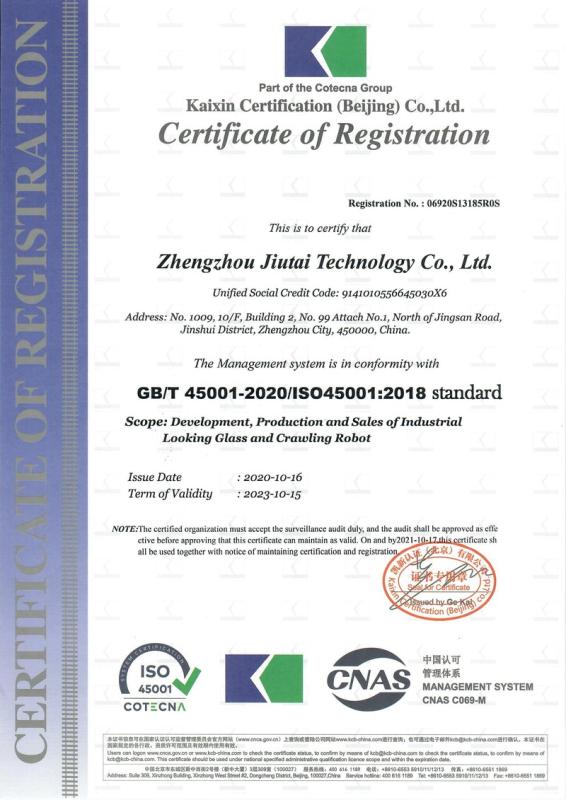 ISO 45001 - Zhengzhou Jiutai Technology Co., Ltd.