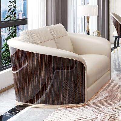 China High Glossy Wood Veneer Convertible Leather Back Sofa for sale