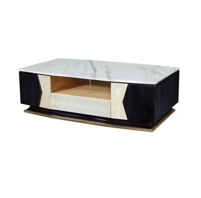 China (Size) Base Adjustable Luxury Solid Wood White Marble Top Coffee Table for sale